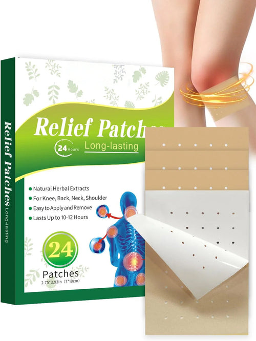 24pcs Herbal Heat Patches – 2-in-1 Natural Pain Relief for Knees, Back, Neck & Shoulders