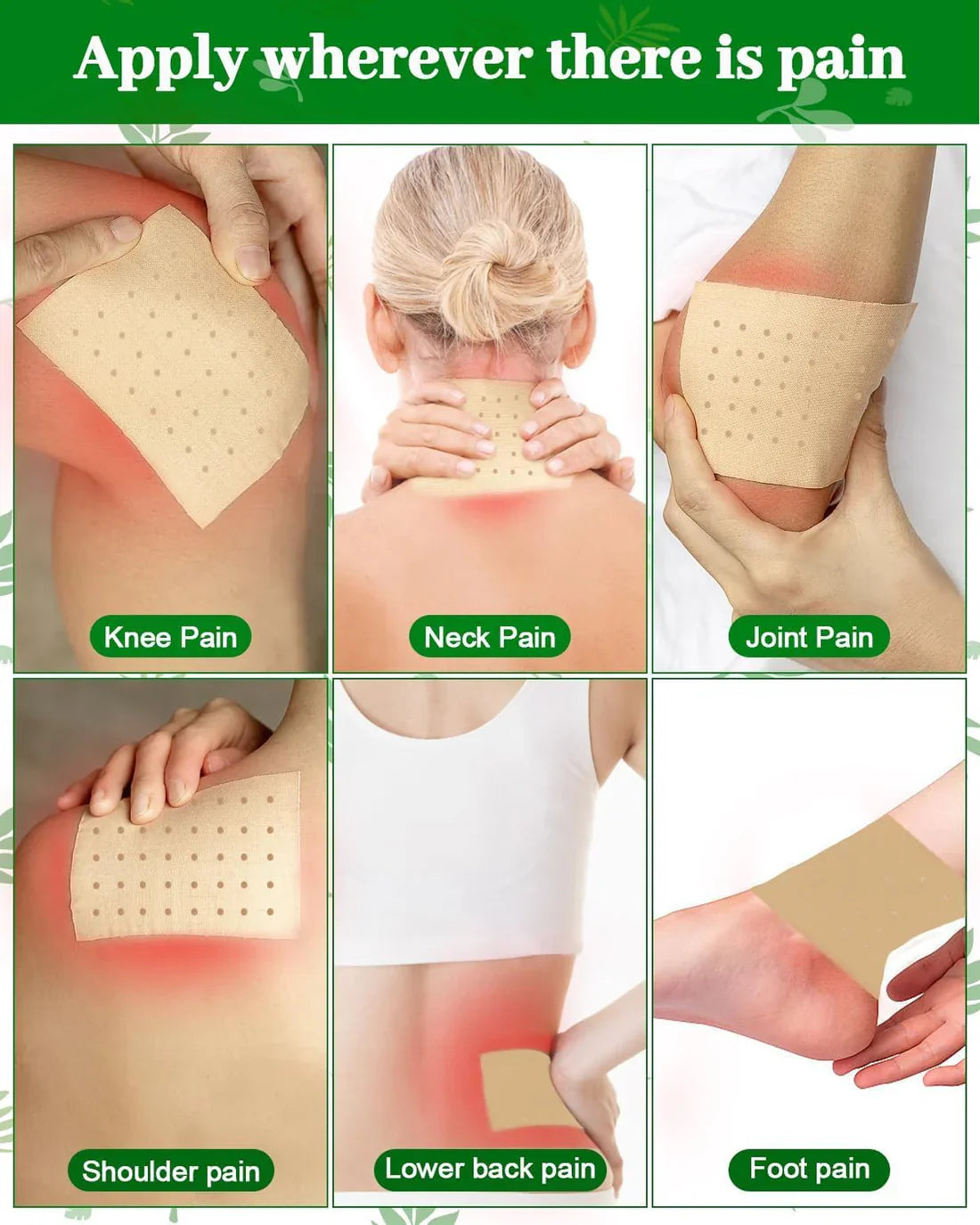 24pcs Herbal Heat Patches – 2-in-1 Natural Pain Relief for Knees, Back, Neck & Shoulders