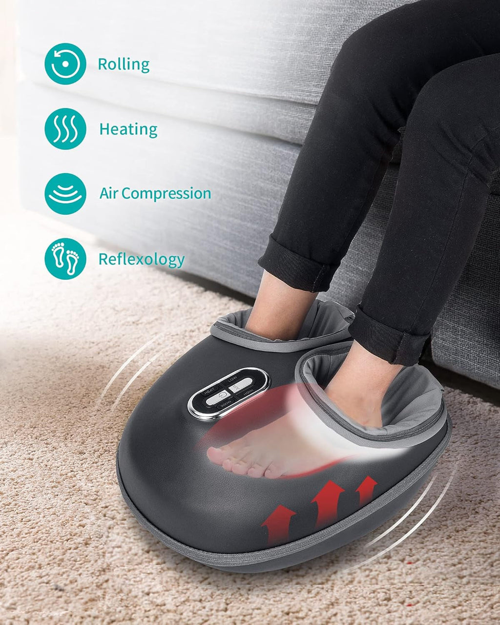 Shiatsu Foot Massager with Heat – Deep Kneading & Air Compression for Relaxation & Circulation