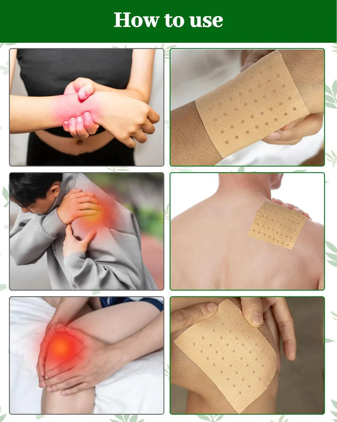 24pcs Herbal Heat Patches – 2-in-1 Natural Pain Relief for Knees, Back, Neck & Shoulders
