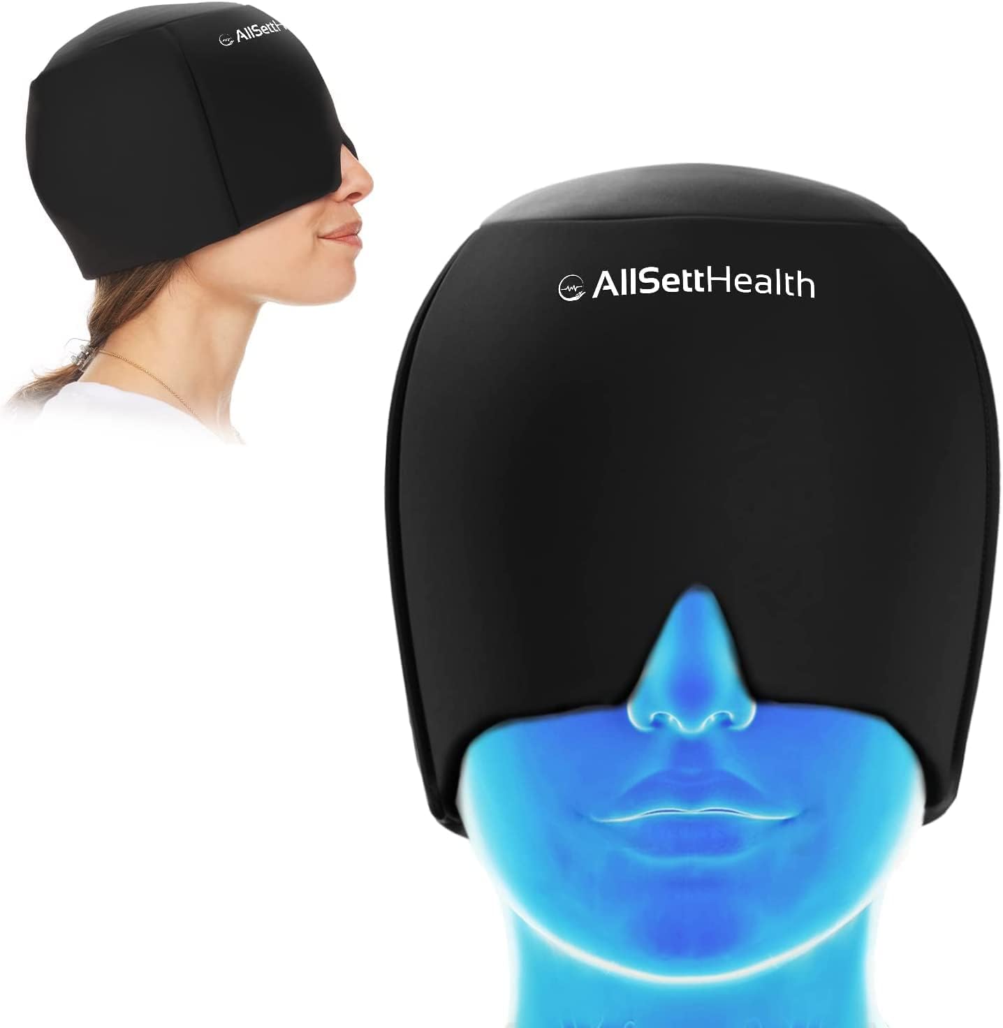 Patented Form Fitting Migraine Relief Ice Head Wrap | Headache and Migraine Hat | Hot and Cold Therapy for Puffy Eyes, Tension, Sinus and Stress Relief