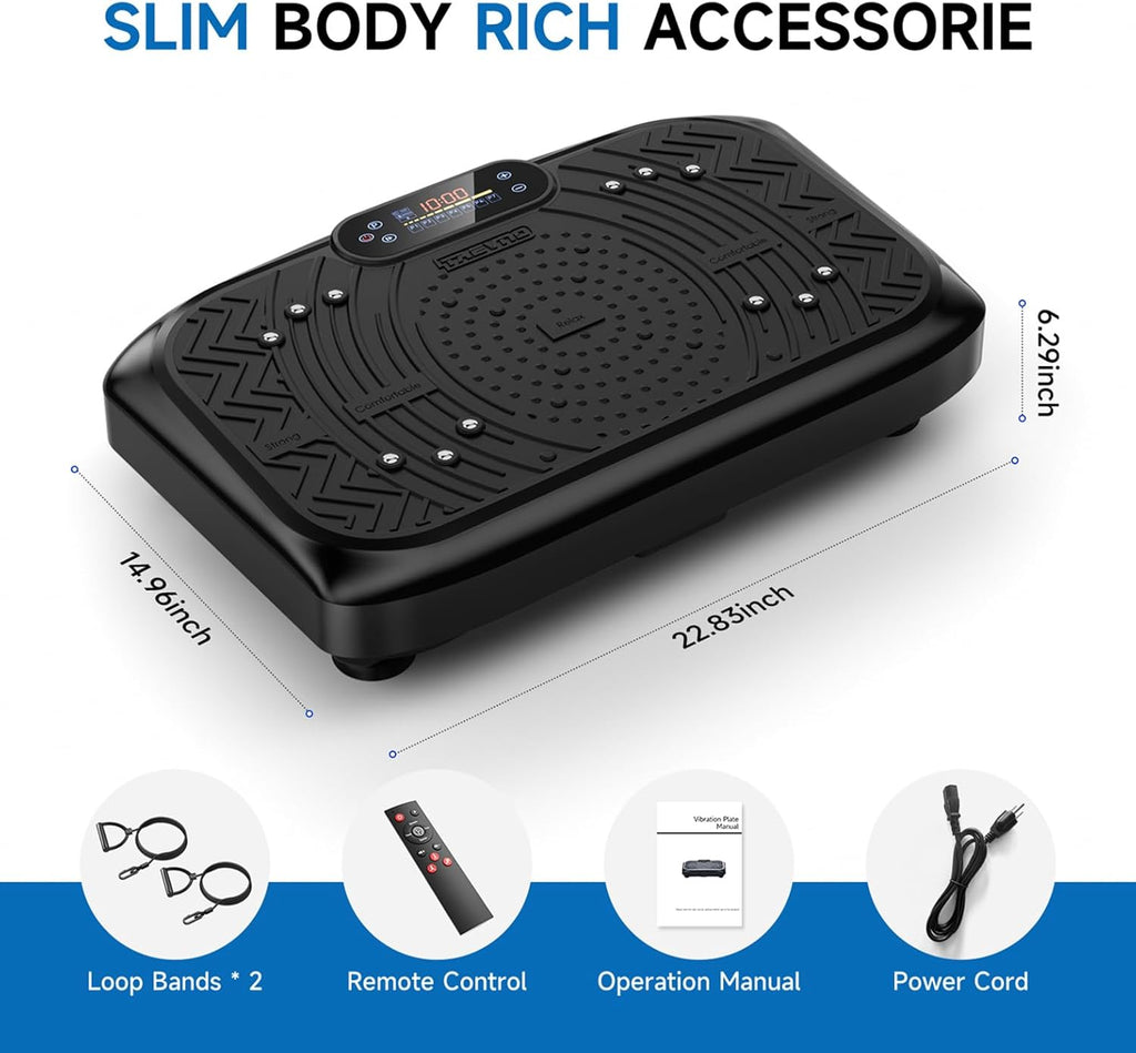 Vibration Plate Exercise Machine Lymphatic Drainage, Full Body Shaking Workout Vibrating Plate Weight Loss, 199 Adjustable Speeds 450 Lbs Capacity Fitness Platform for Women Men