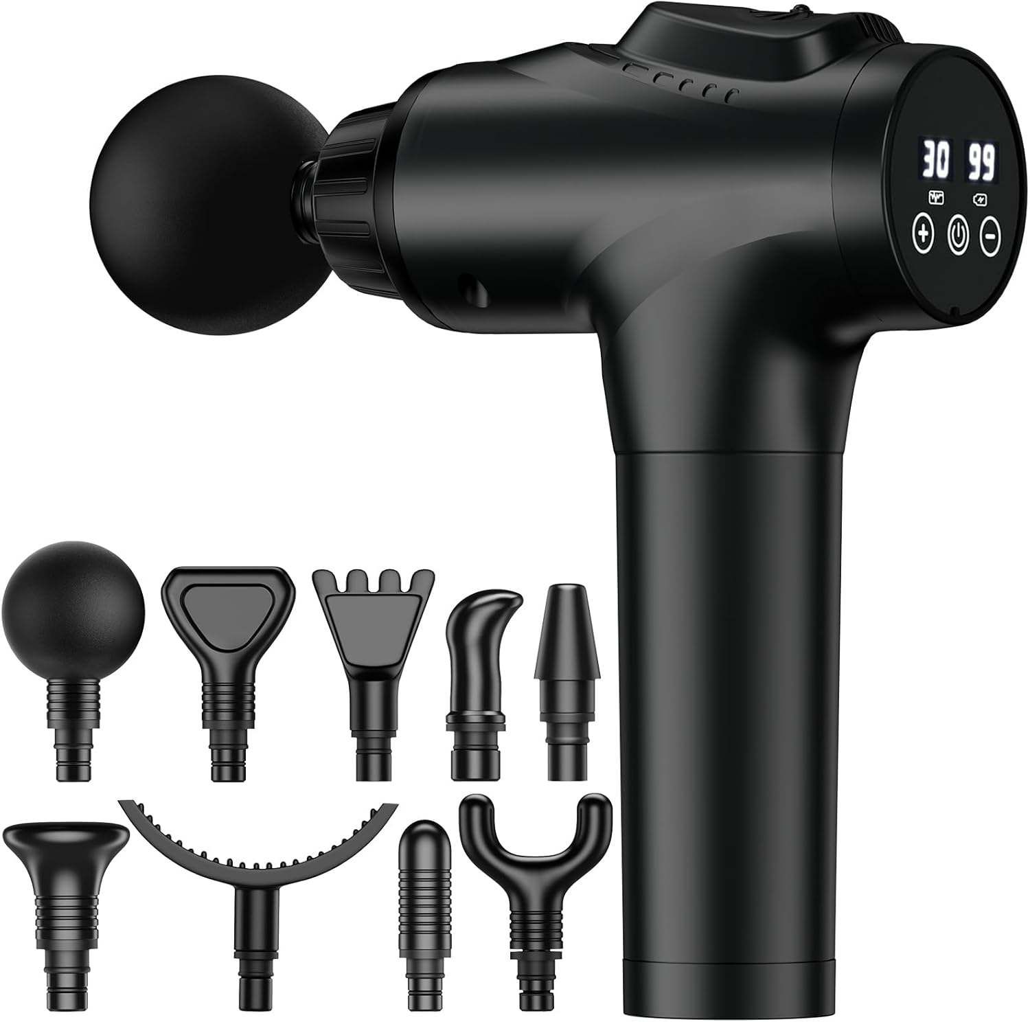 Massage Gun, Muscle Massage Gun for Athletes Handheld Electric Deep Tissue Back Massager, Percussion Massage Device for Pain Relief with 30 Speed Levels 9 Heads