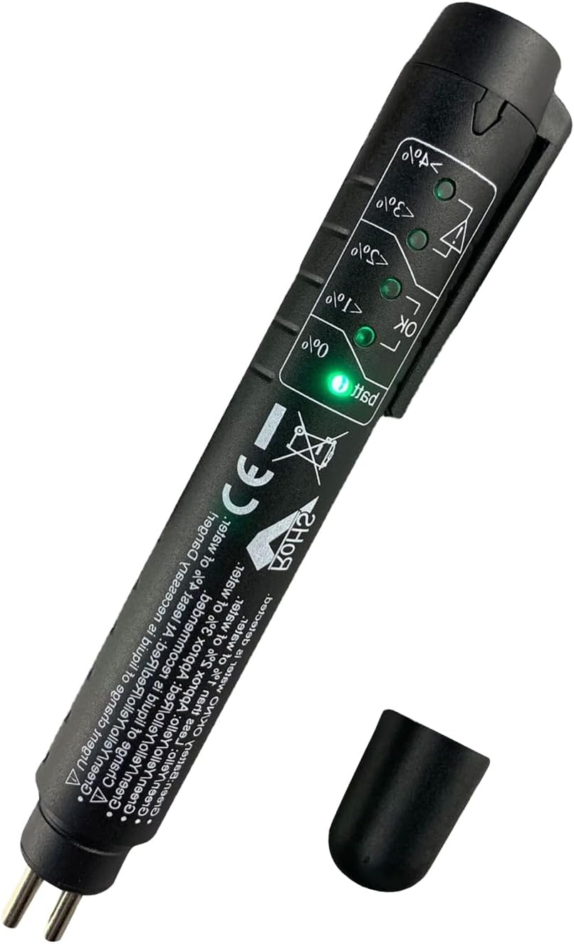 1 PC OBD2 Car Brake Oil Test Pen, Vehicle Analyzer Troubleshooter Adapter Accessories with 5 LED Indicators, Universal Automotive Diagnostic Test Tool for Cars Trucks Vans SUVs (Black)