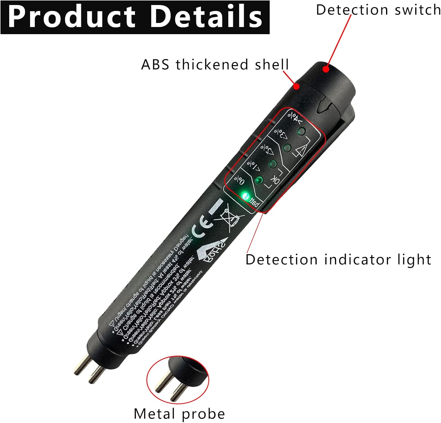 1 PC OBD2 Car Brake Oil Test Pen, Vehicle Analyzer Troubleshooter Adapter Accessories with 5 LED Indicators, Universal Automotive Diagnostic Test Tool for Cars Trucks Vans SUVs (Black)