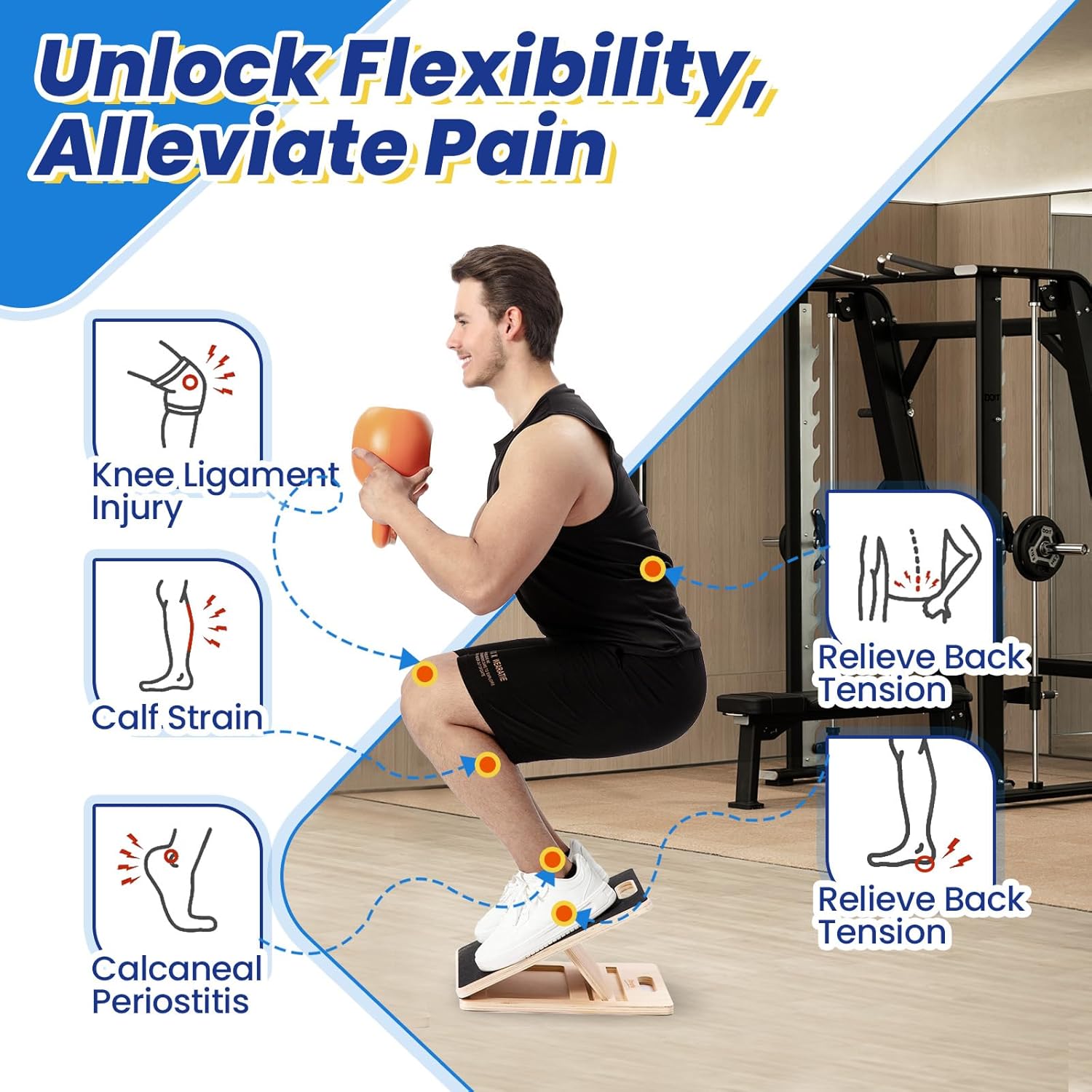 StrongPal Professional Wooden Slant Board, Adjustable Incline Board and Calf Stretcher with Side Handle for Portability