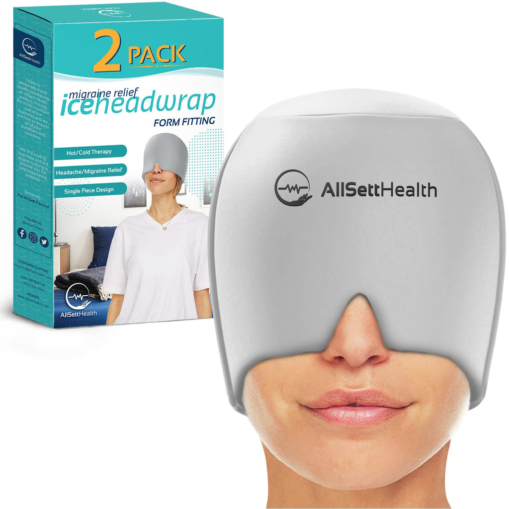 Patented Form Fitting Migraine Relief Ice Head Wrap | Headache and Migraine Hat | Hot and Cold Therapy for Puffy Eyes, Tension, Sinus and Stress Relief
