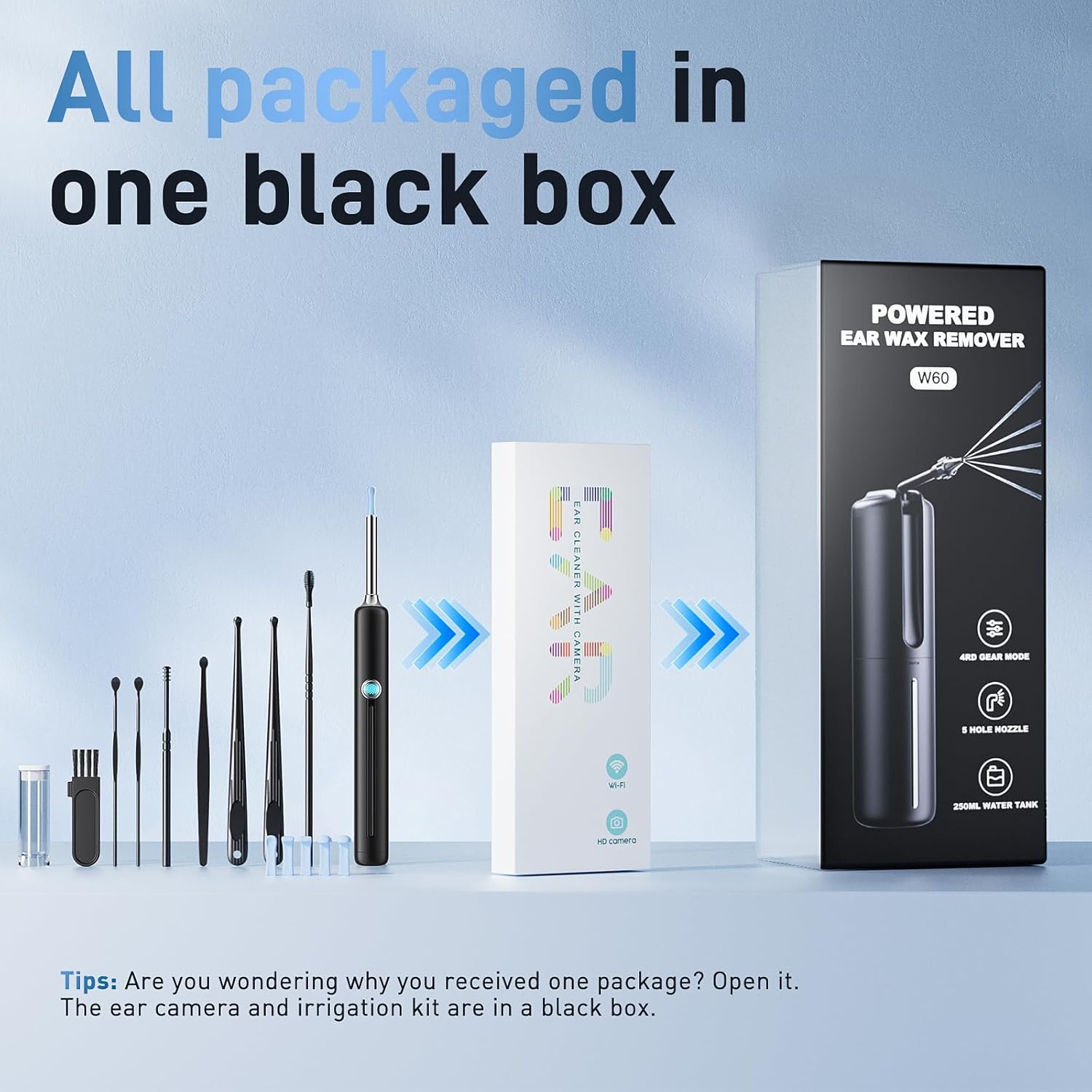 Ear Wax Removal - Electric Ear Irrigation Flushing System with 4 Pressure Modes, Ear Cleaner with Camera, 1080P Otoscope, Ear Cleaning Tool with 7 Pcs Ear Set, Safe and Effective Earwax Removal Kit