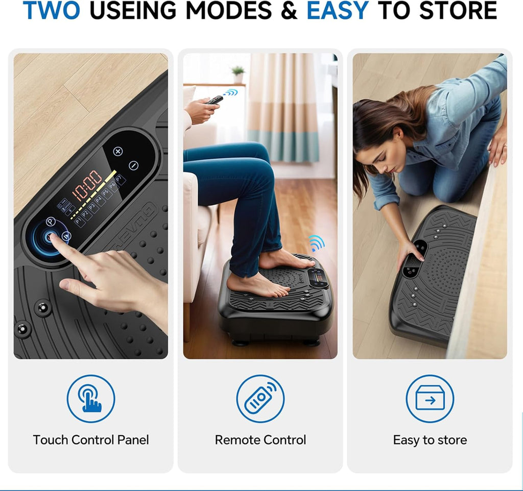 Vibration Plate Exercise Machine Lymphatic Drainage, Full Body Shaking Workout Vibrating Plate Weight Loss, 199 Adjustable Speeds 450 Lbs Capacity Fitness Platform for Women Men