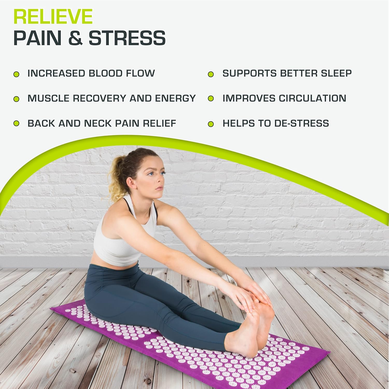 Acupressure Mat and Pillow Set for Back/Neck Pain Relief and Muscle Relaxation, Large - Gray/Gray
