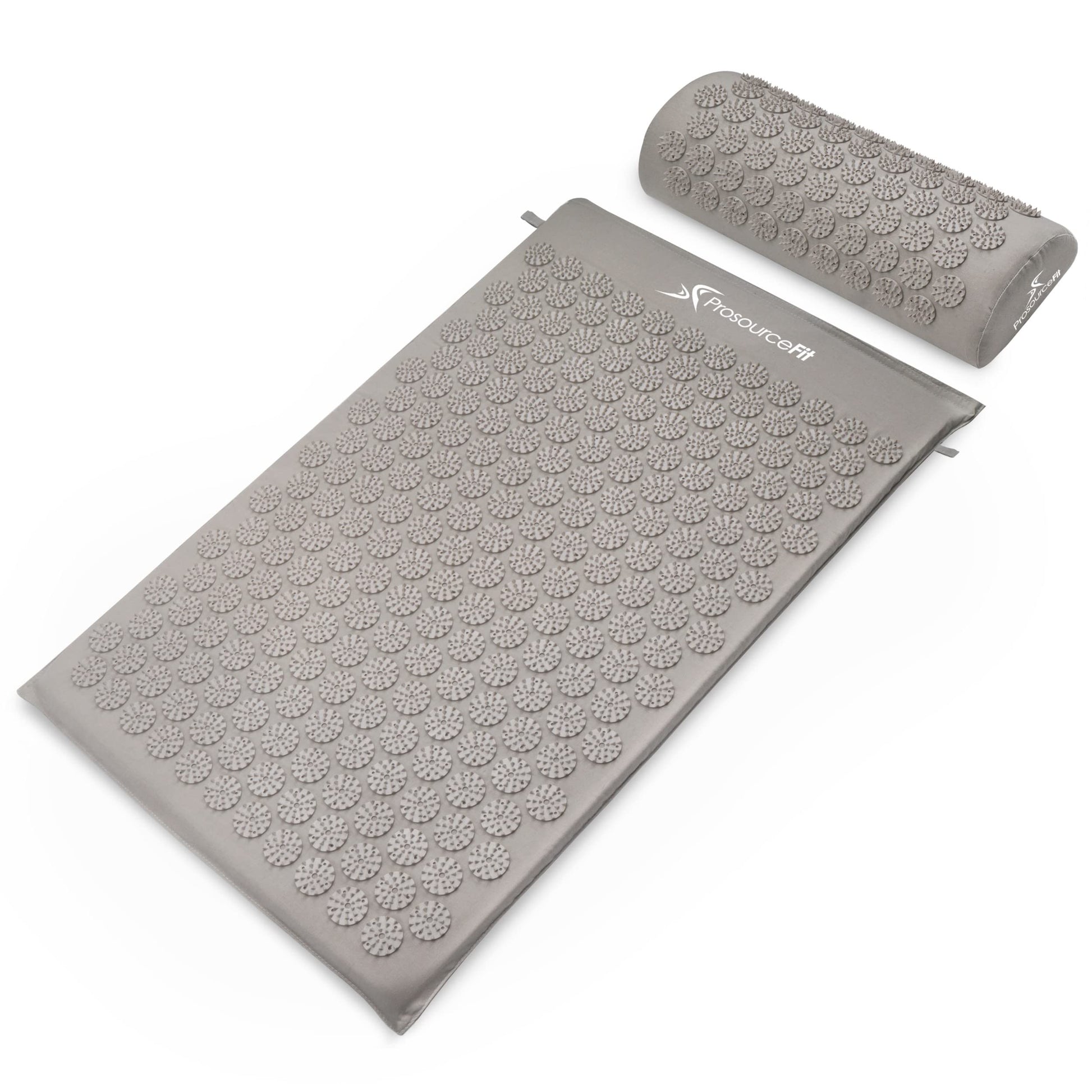 Acupressure Mat and Pillow Set for Back/Neck Pain Relief and Muscle Relaxation, Large - Gray/Gray