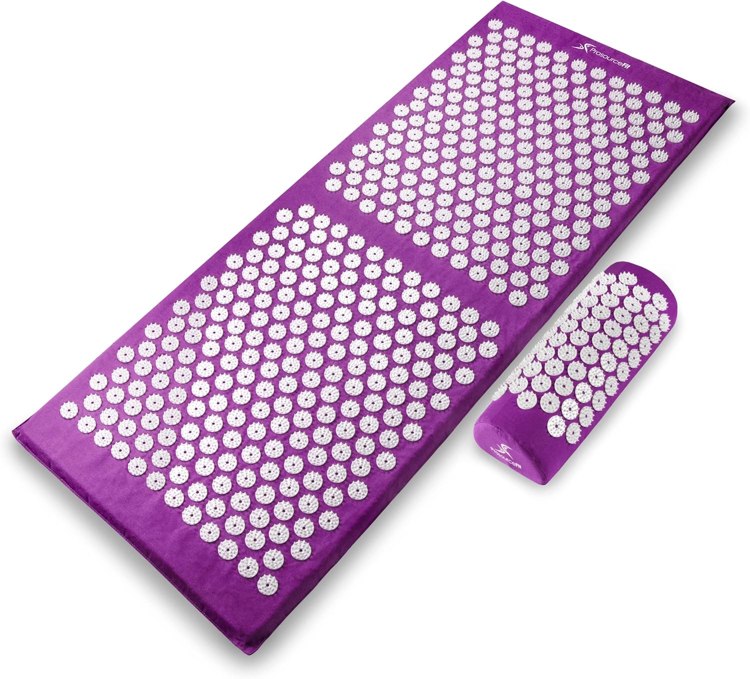 Acupressure Mat and Pillow Set for Back/Neck Pain Relief and Muscle Relaxation, Large - Gray/Gray