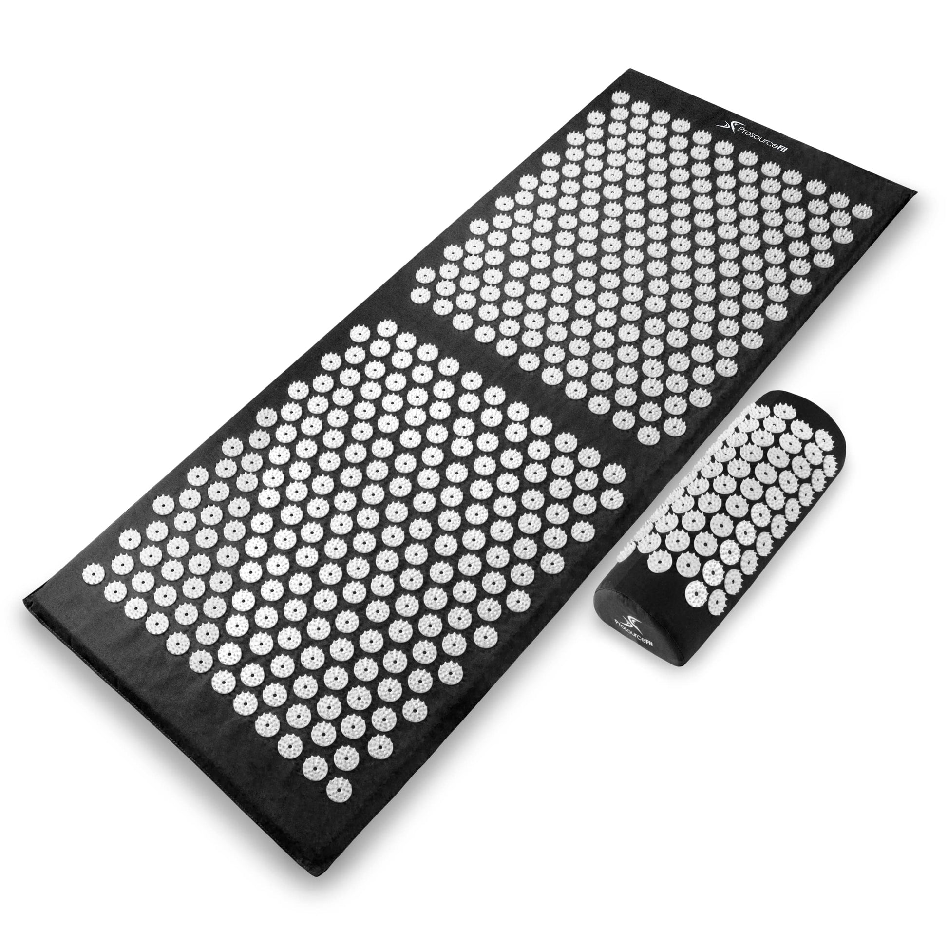 Acupressure Mat and Pillow Set for Back/Neck Pain Relief and Muscle Relaxation, Large - Gray/Gray